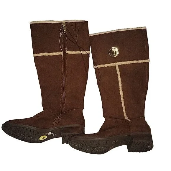 TOMMY HILFIGER Women's Suede Sherpa Lined Zippered NEW 9 Bohemian‎ Chic - Picture 2 of 6